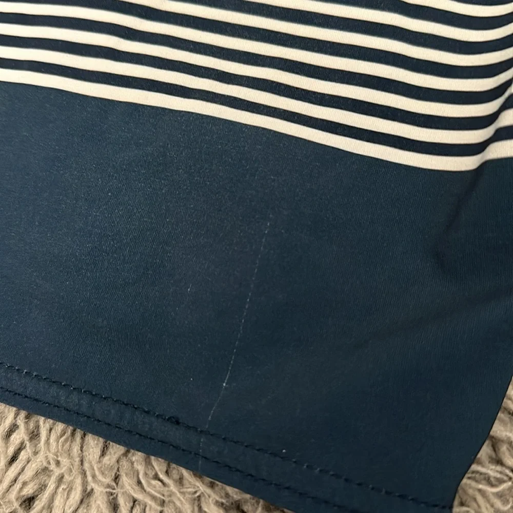 Volcom Boys Blue and Navy Striped Swim Trunks